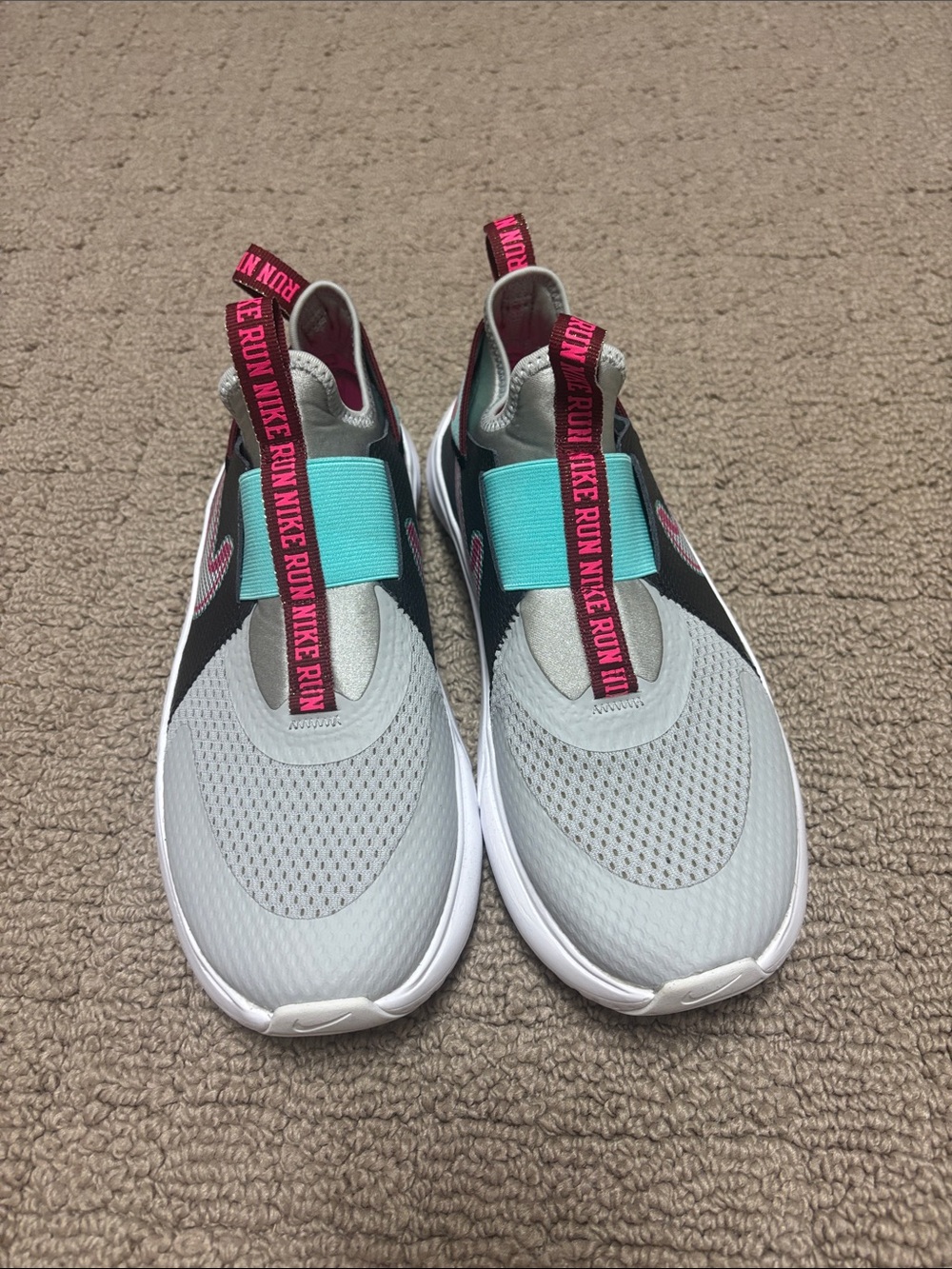 Nike Women’s Slip-On Athletic Shoes in Light Gray, Teal & Pink